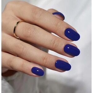 BTARTBOX Press Mystic Navy Blue  Soft Gel Oval Shape Short 32pc Reusable Set